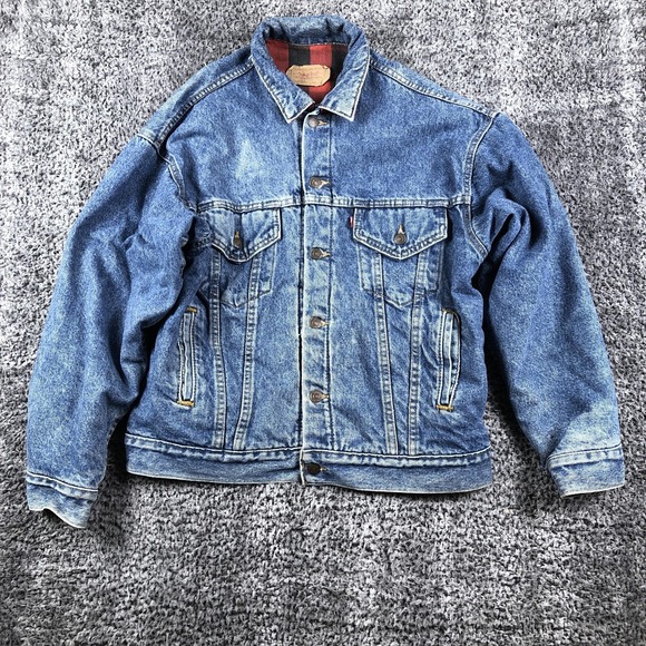 Vintage Levis Jacket Mens Medium Blue Denim Trucker Lined USA 70417-0814 90s - Picture 2 of 9